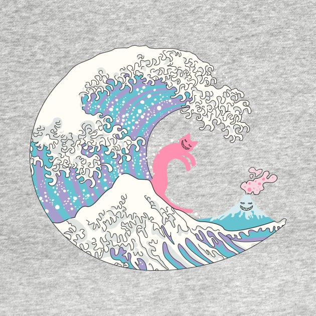 Psychodelic Bubblegum Kunagawa Surfer Cat by XOOXOO